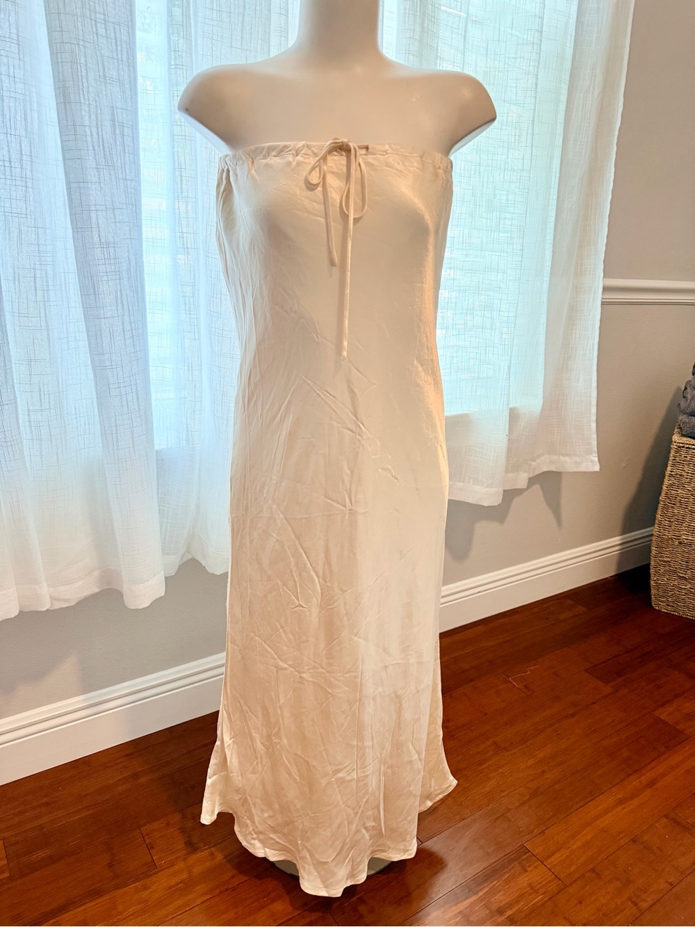 WAYF NWT Ivory Satin Strapless Maxi Dress Size S Nordstrom